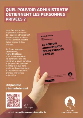 `Flyer promotionnel de l'ouvrage de MArie Corotteau Le pouvoir administratif des personnes privées